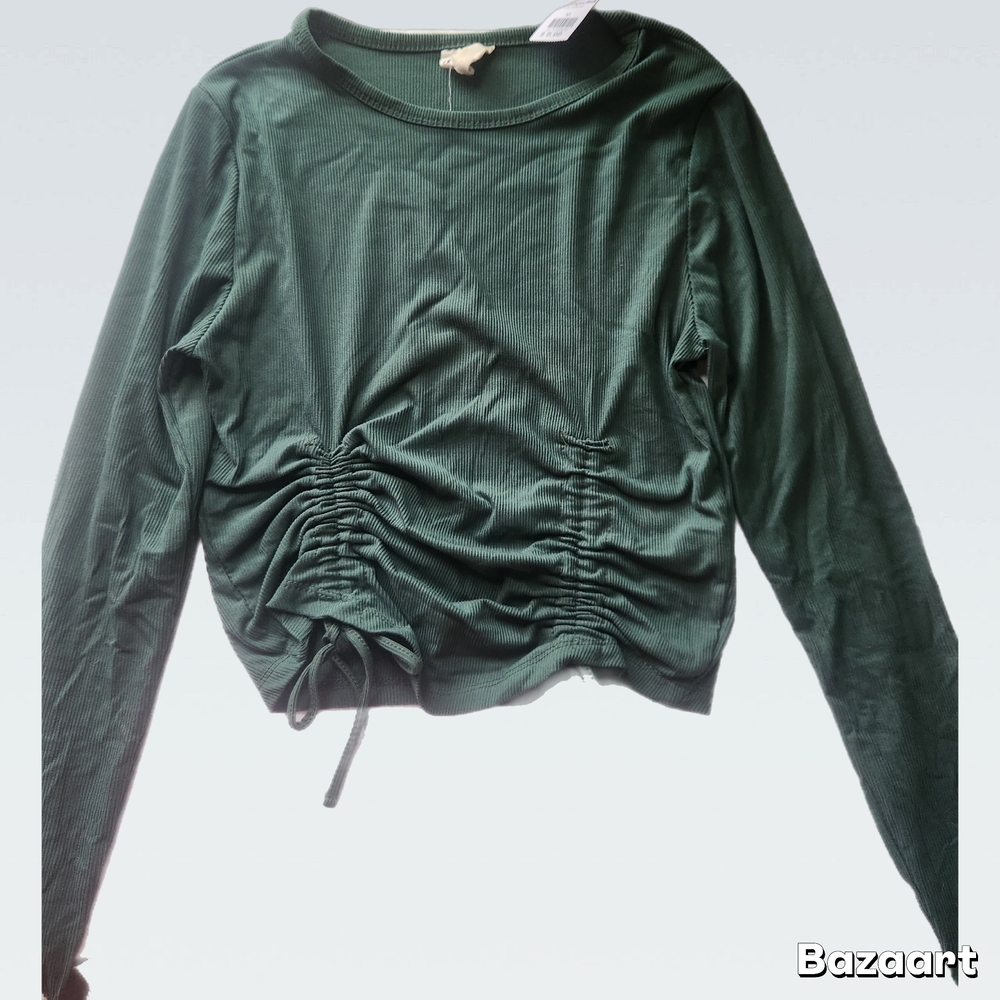 Circo Forest Green Ruched Long Sleeve Top